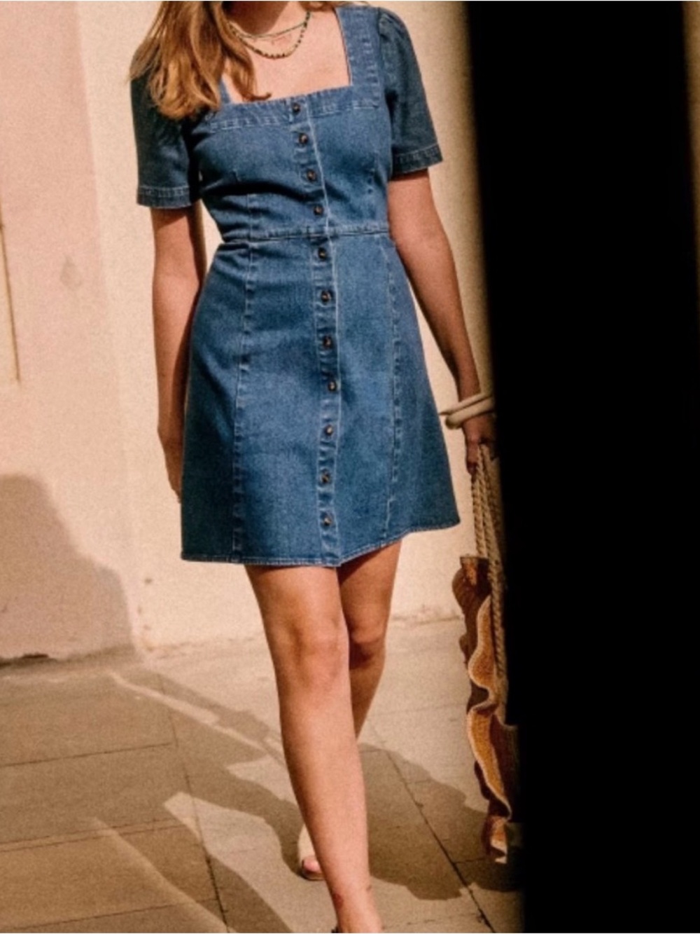 Sézane Lianne Dress in Denim Sz 46=14 NWOT